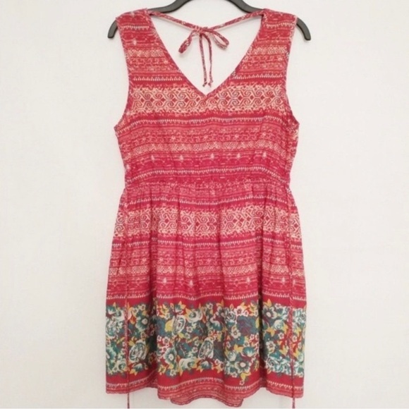 Band of Gypsies Red Mini Floral Halter Sundress Medium Size M - Picture 2 of 7